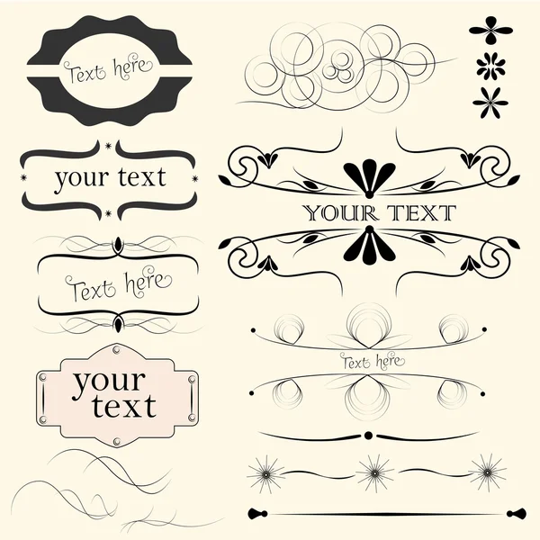 Set van elementen voor kalligrafisch ontwerp — Stockvector