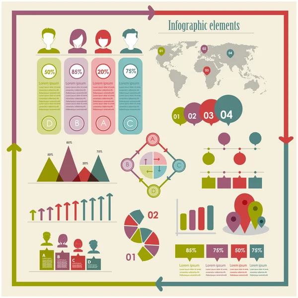 Conjunto de elementos para infográficos —  Vetores de Stock