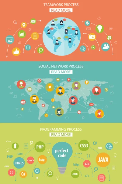 Trabalho em equipe e conceito de programação —  Vetores de Stock