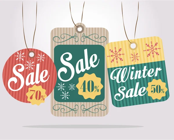 Etiquetas de venda de inverno e ano novo — Vetor de Stock