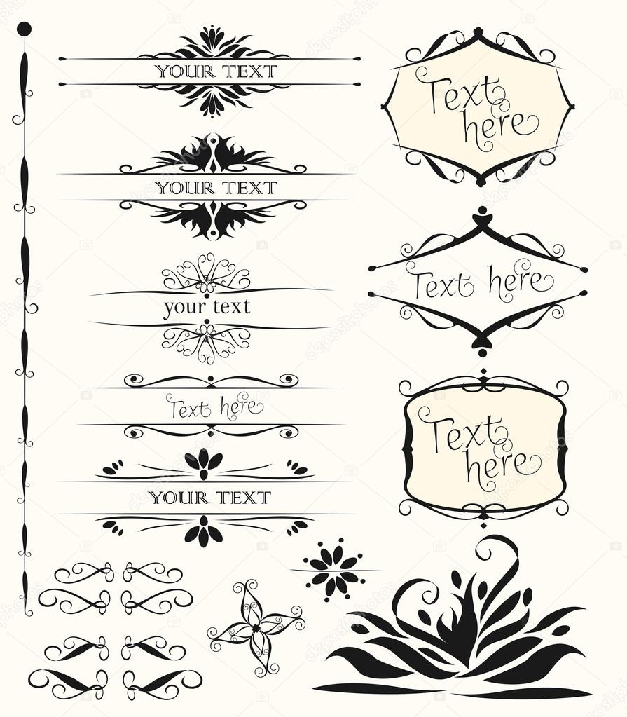 set of calligraphic design elements