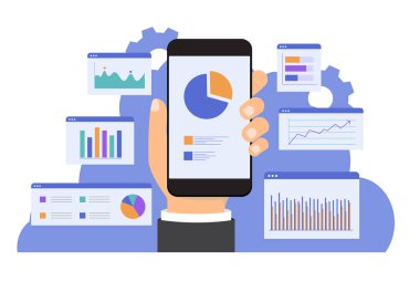 İş veri analizi tasarım konsepti. İş finans yatırım monitörü gösterge paneli