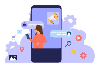 Otomatik iletişim sistemine sahip yapay zeka mobil pazarlama, doğrudan müşteriye bağlanma, konum paylaşımını depolama ve sohbet robotu mesajları yoluyla sunma.