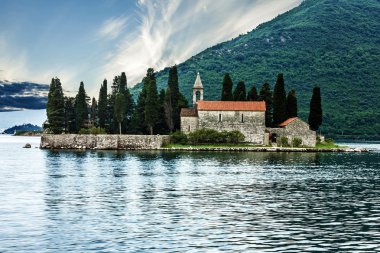Karadağ deniz manzarası, manastır Adası Perast '