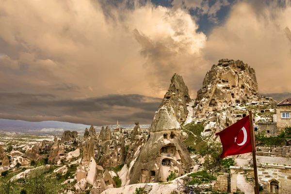 Turkish fortress Uchisar, landscape in Cappadocia, Turkey — Stock Photo, Image