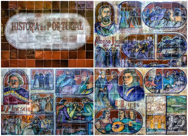 FUNCHAL, MADEIRA - MAIO 30, 2016: Colagem de azulejos cerâmicos fotos no jardim botânico Monte de Fu — Fotografia de Stock