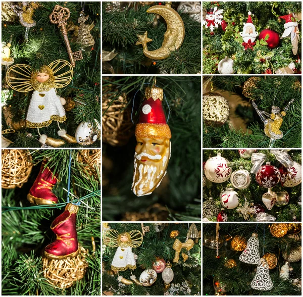 Julgran Detaljer collage — Stockfoto