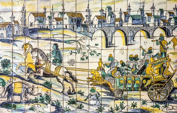 LISBON, PORTUGAL - MAY 2, 2016: Antikke keramiske fliser, museum Azulejo, Lisboa, Portugal . – stockfoto