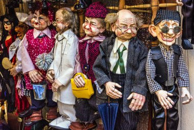 Prague, Çek Cumhuriyeti - 19 Temmuz 2016: Wmarionette Dükkanı Prag, Çek Cumhuriyeti
