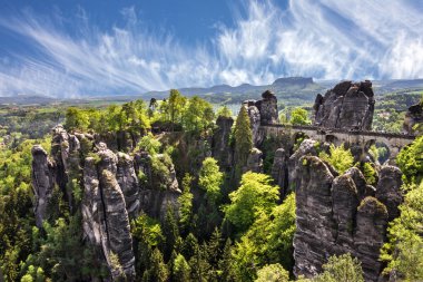 Sakson İsviçre, Almanya. Bastei Köprüsü, Saksonya, Milli Parkı