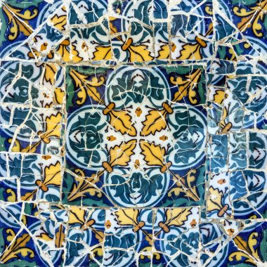 Kırık cam Mozaik çini, Park Guell, Barcelona dekorasyon