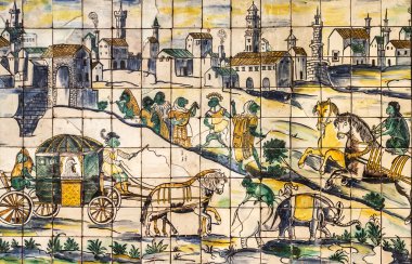 Lisbon, Portekiz - 3 Ağustos 2016: Antik Seramik karo, Müzesi Azulejo