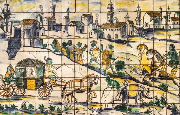 Lisboa, Portugal - AUG 3, 2016: antikke keramiske fliser, museum Azulejo – stockfoto