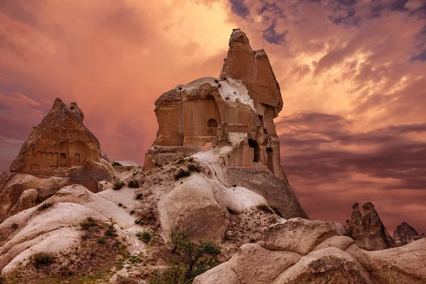 Góry krajobraz panoramiczny widok. Kapadocja, Turcja. Göreme — Zdjęcie stockowe