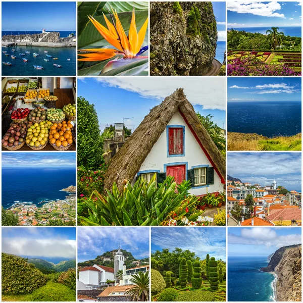Madeira ilha marcos e paisagens colagem, Portugal — Fotografia de Stock