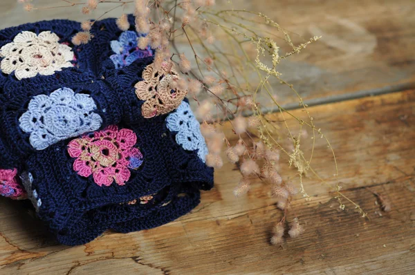 Granny square flower filt — Stockfoto