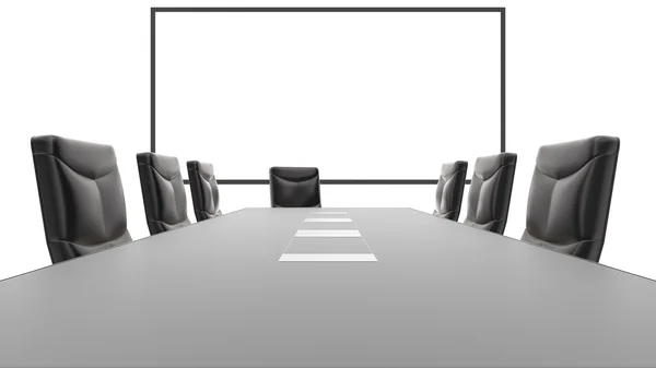 Office Conference Table and White Board Stock Photo