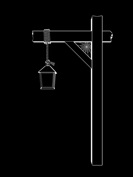 Grafische opknoping lantern en houten post — Stockfoto