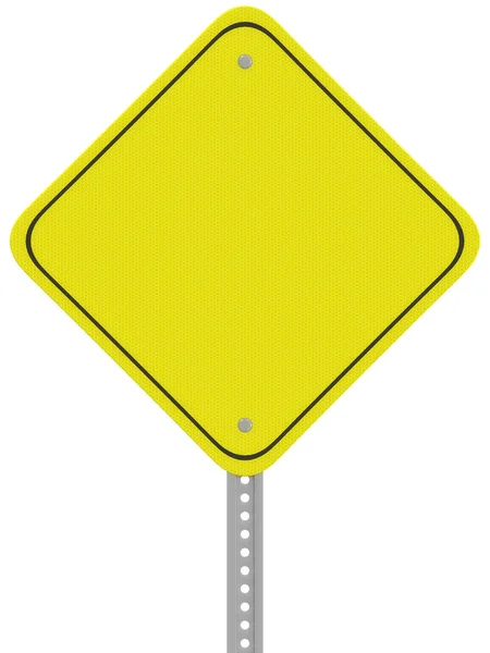 Yellow reflective caution road sign isolated on a white backgrou — Stock Photo, Image