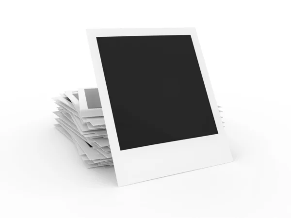 Leere Polaroidbilder stapeln sich isoliert auf weißem Hintergrund. — Stockfoto