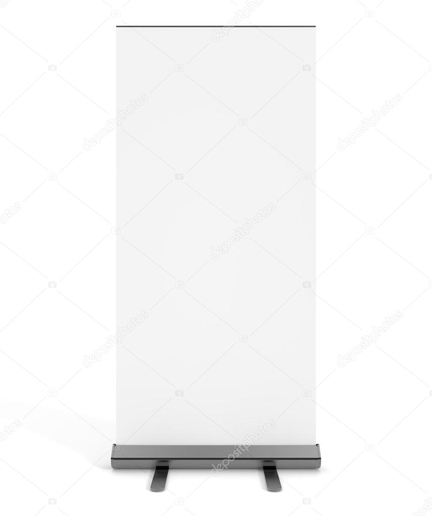 Free standing blank white display sign isolated on a white backg