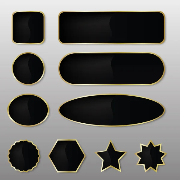 エレガントなブラック ゴールド ベクター Web ボタン — ストックベクタ
