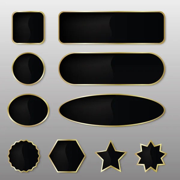 Elegant Black-Gold Vector Web Buttons — Stock Vector