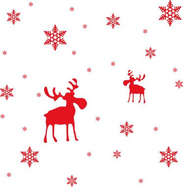 Soyut vektör kırmızı geyik ve kar taneleri