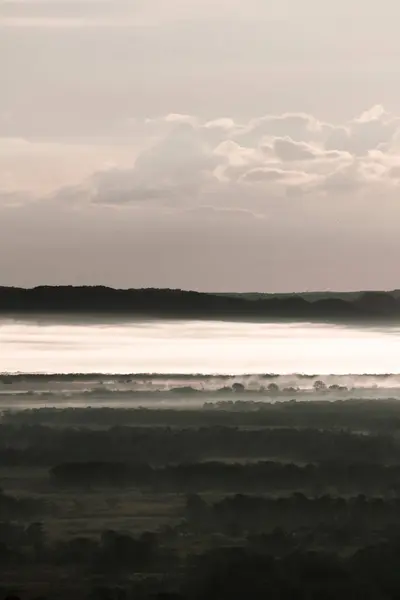 Paesaggio Palude Kushiro Mattino Coperto Nebbia — Foto Stock