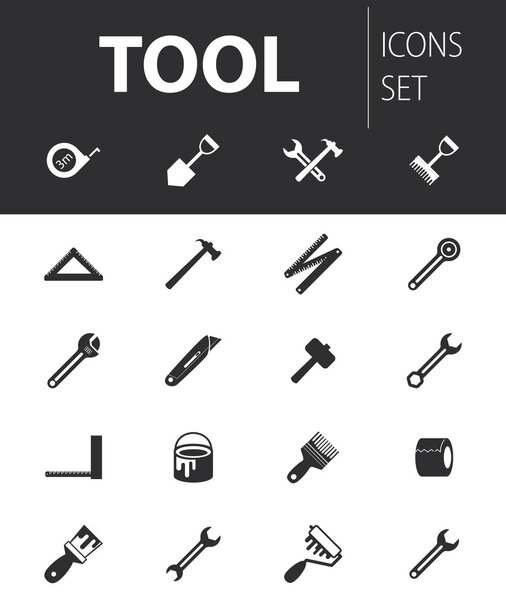 Set of ready-made simple vector icons: tool