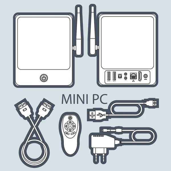 Towarzystwa rachmistrz, mini Pc, dla zawartości multimediów i rozrywki. — Wektor stockowy