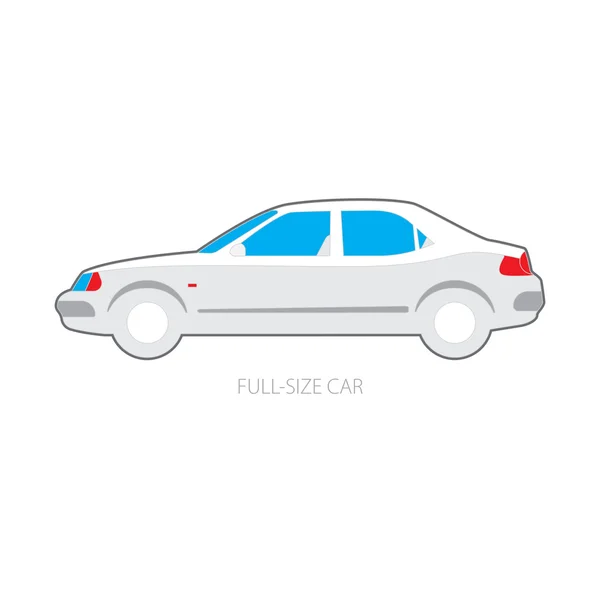 Ilustración vectorial de tipos de automóviles. Coche de tamaño completo . — Vector de stock