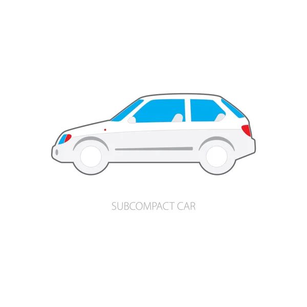 Ilustración vectorial de tipos de automóviles. Coche subcompacto . — Vector de stock