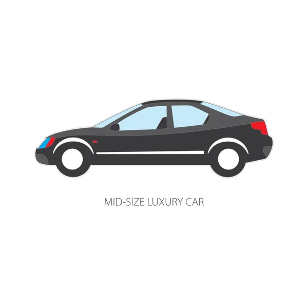Ilustração vetorial de tipos de carros. Carro de luxo de médio porte — Vetor de Stock