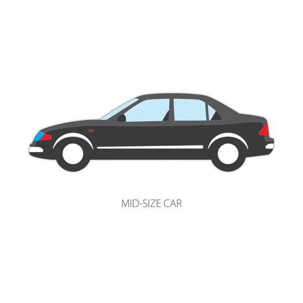 Ilustração vetorial de tipos de carros. Carro de médio porte . — Vetor de Stock