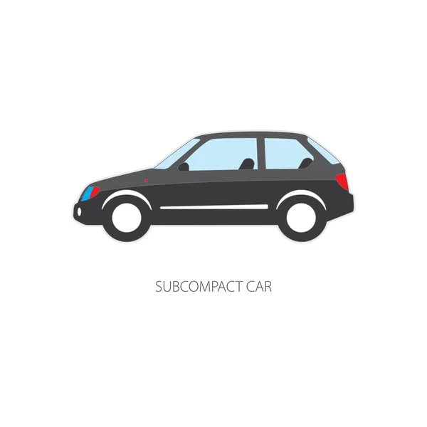 Ilustração vetorial de tipos de carros. Carro subcompacto . — Vetor de Stock