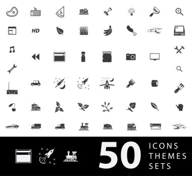 Çeşitli temaların tasarım ve modern teknoloji için benzersiz simgeler büyük bir set: jestler, insanlar, ulaşım, hobi, ekipman, bilgisayar, araç, medya