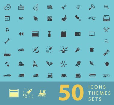 Çeşitli temaların tasarım ve modern teknoloji için benzersiz simgeler büyük bir set: jestler, insanlar, ulaşım, hobi, ekipman, bilgisayar, araç, medya