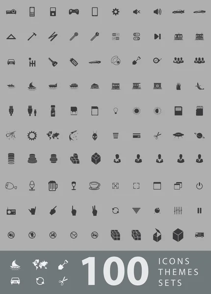 Un gran conjunto de iconos únicos para el diseño y la tecnología moderna de diversos temas: gestos, personas, transporte, pasatiempo, equipo, ordenador, herramienta, medios de comunicación — Archivo Imágenes Vectoriales