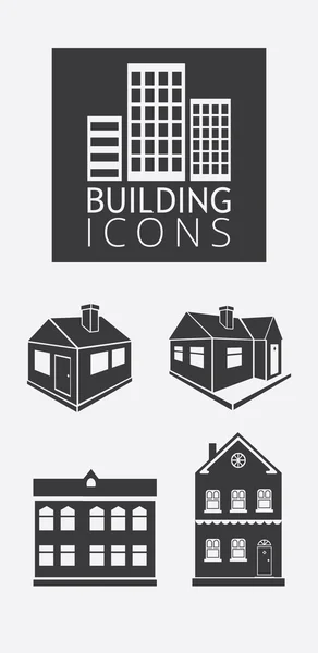 Enkla ikoner: byggnader ikoner — Stock vektor