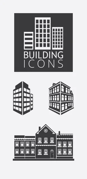 Jednoduché ikony: ikony budov — Stockový vektor
