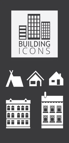Ícones simples: Ícones de edifícios — Vetor de Stock