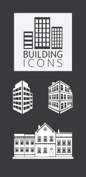 Enkla ikoner: byggnader ikoner — Stock vektor