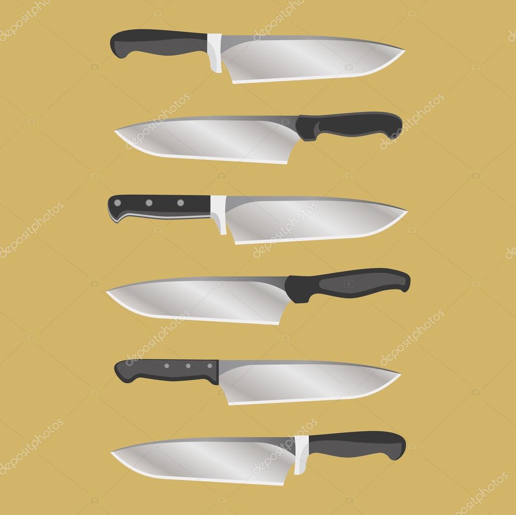 Vector clip art: types of kitchen knives Stock Vector by ©rlmf.net 105816336, image size:1024x1023