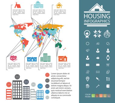 Konut Infographics. Vektör illüstratör.