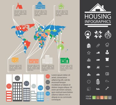 Konut Infographics. Vektör illüstratör.
