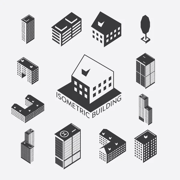 Gebouw pictogram instellen — Stockvector