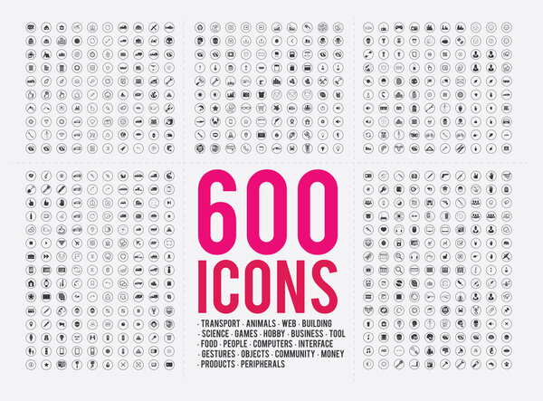 Icons simple sorted set for web and graphics