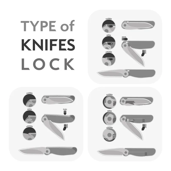 锁式折叠刀类型 — 图库矢量图片