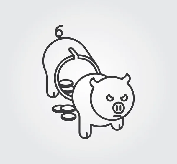 Simple Icon: Pig Piggy Bank — Stock Vector